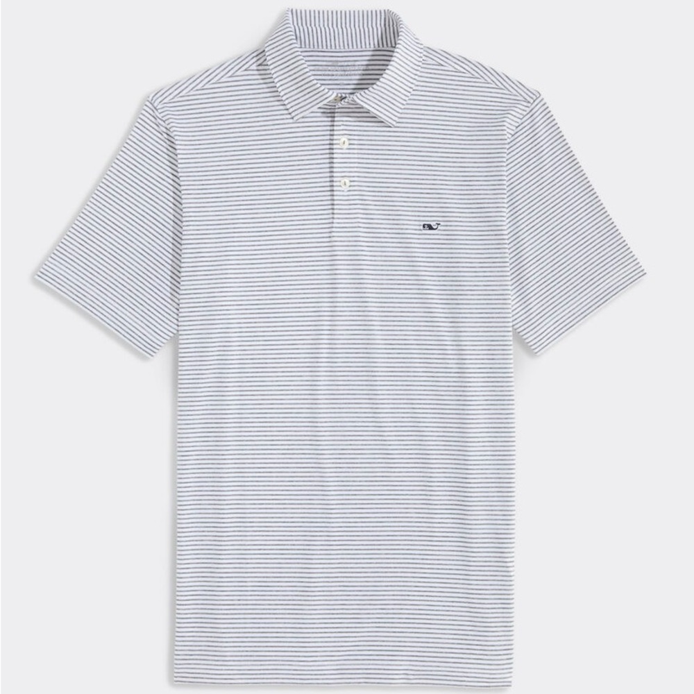Bradley Stripe Sankaty Performance Polo White/Gray Harb Tej